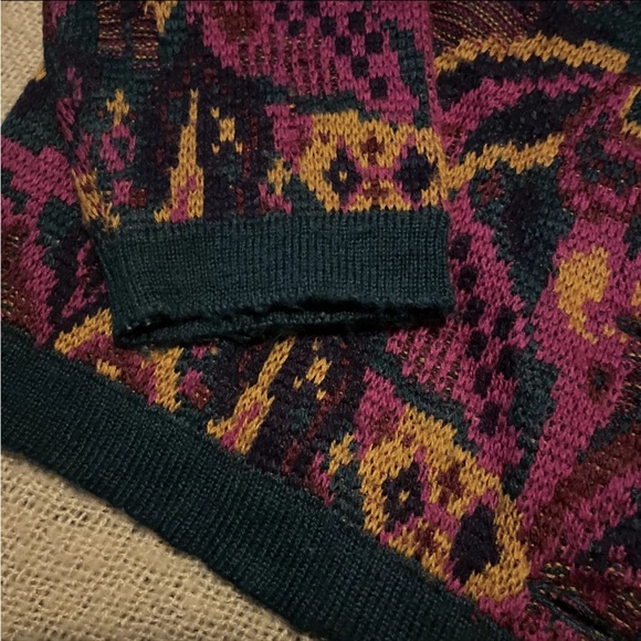 Vintage 90s Petite Illustrations Ladies Sweater Cardigan Wool Blend Paisley PS - Picture 6 of 7